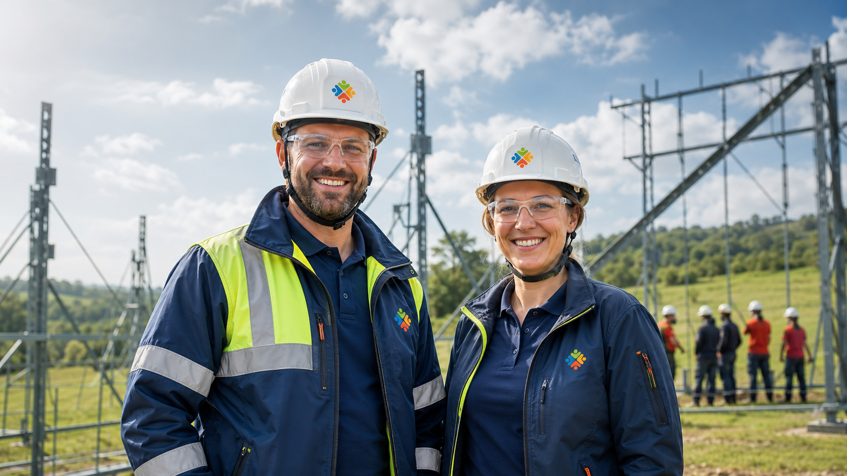 Équipe GESR Energies sur un chantier de lignes aériennes haute tension